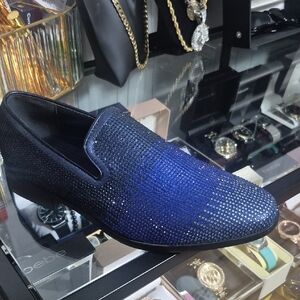 Men's Blue Rhinestone Loafers